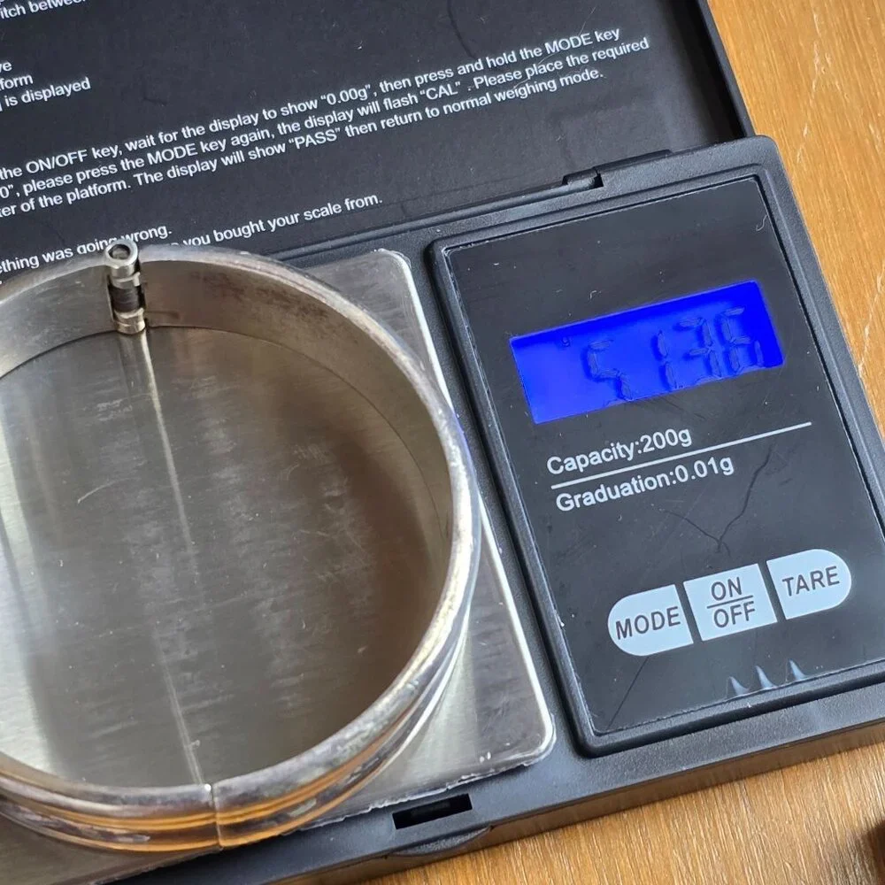 925 Sterling Silver Ribbed Hinged Clamper Bangle Bracelet Modernist Jewelry 51g - Picture 12 of 14